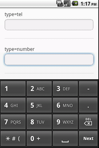 Clavier HTML5 sur Android